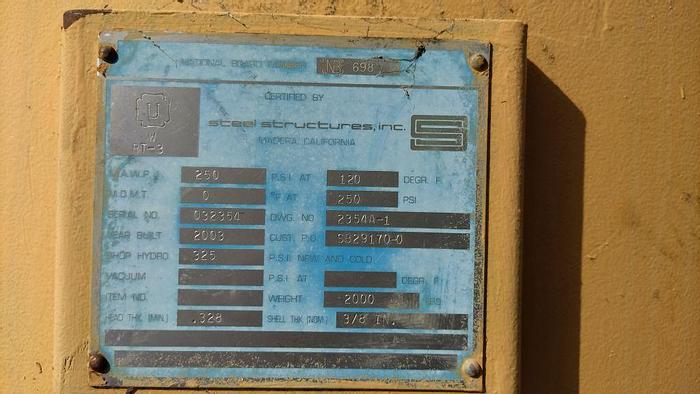 Used Tank, 425 Gallon, C/st, 250 PSI, Steel Structures, 3/8" Thick #C744537