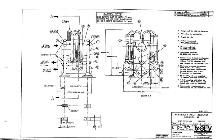 Used GL&V CLEANPAC 250 LWR Three Stage Reverse Cleaning System, GL&V Celleco Cleanpac 250 LWR #21383