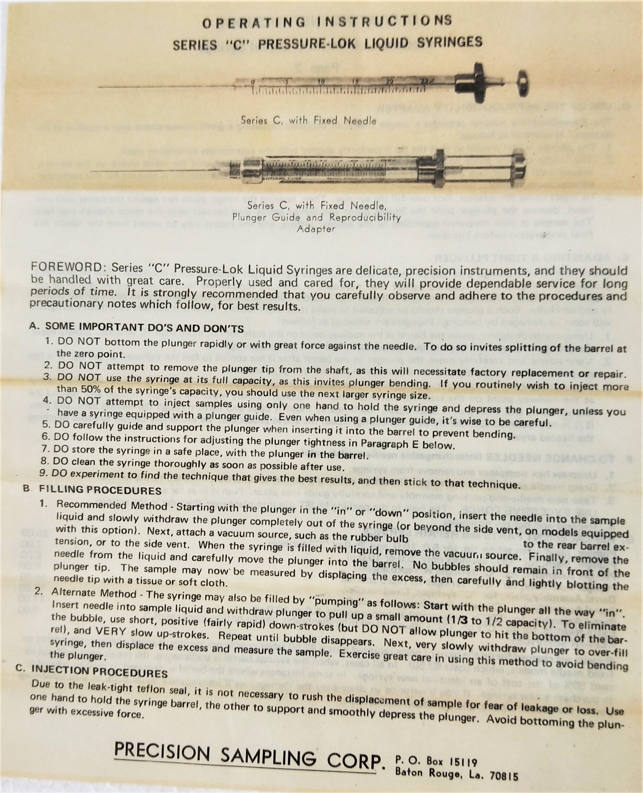 New Open Box Pierce Pressure-Lok Series C Liquid Syringe -10μL