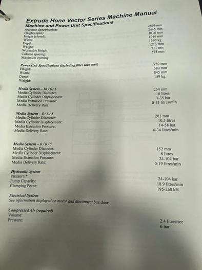 Used ExtrudeHone Vector Series Honing Machine