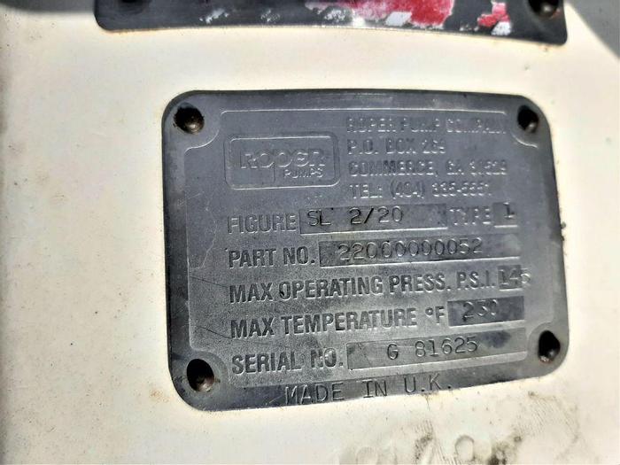 Used Pump, Positive, Roper, Mdl SL 2/20, 2 HP, 2" In/out #S744555