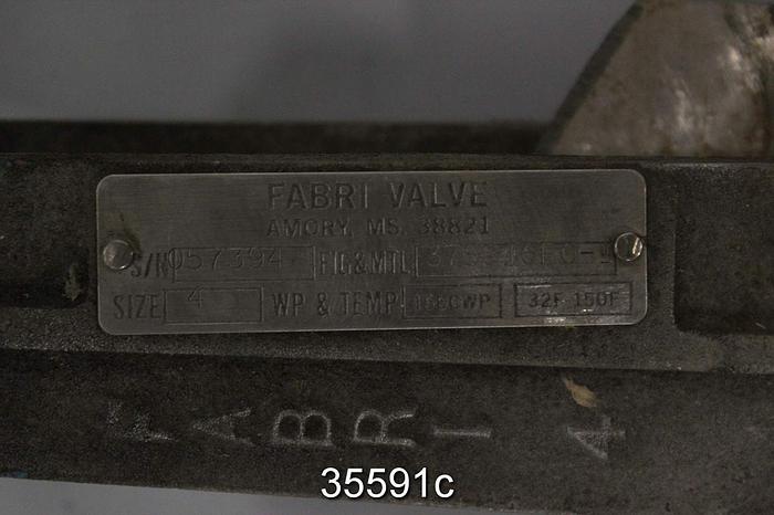 Used Fabri 37S316F0-1 4" Hand Operated Knife Gate Valve #35591