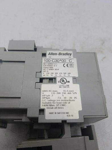 Used ALLEN BRADLEY 100-C30*00 SER C, Allen Bradley 193-T1BC30,100-S