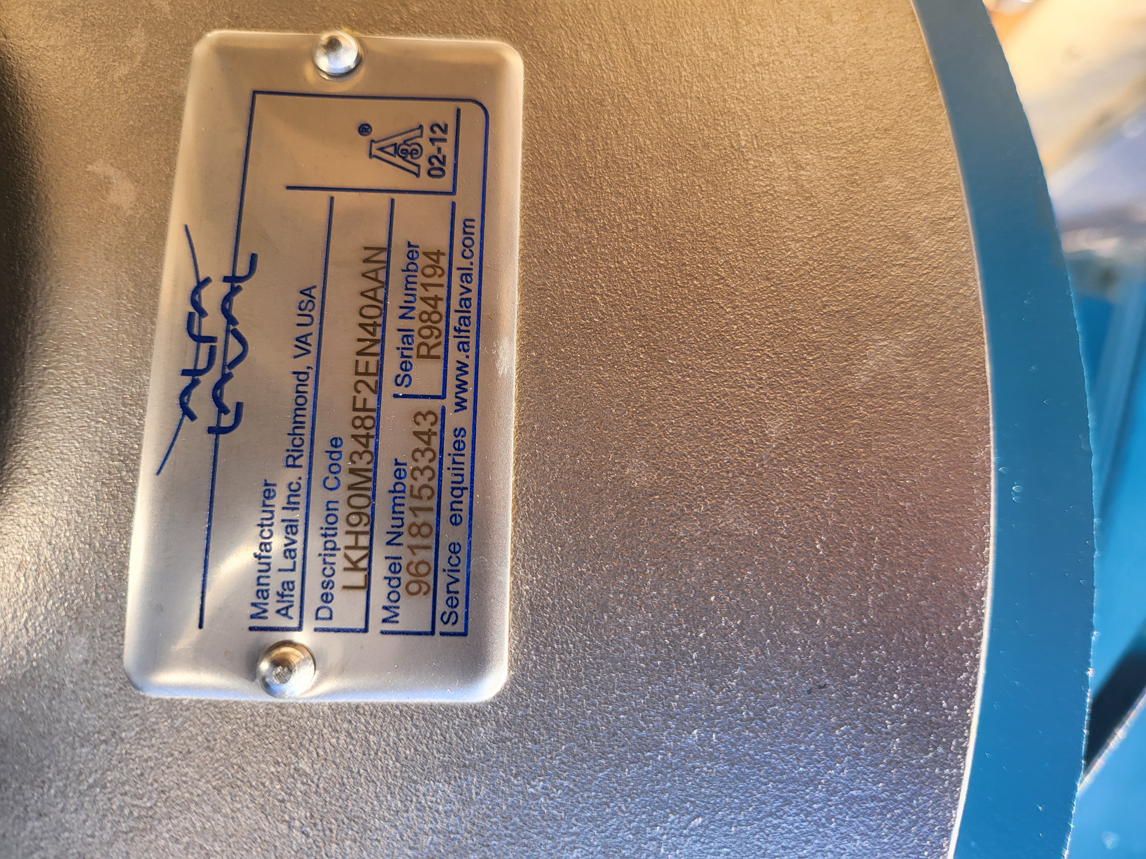 ALFA LAVAL LKH-40 WITH 5 HP STAINLESS MOTOR