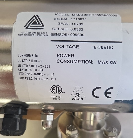 Used ANDERSON-NEGELE MAG FLOW METER