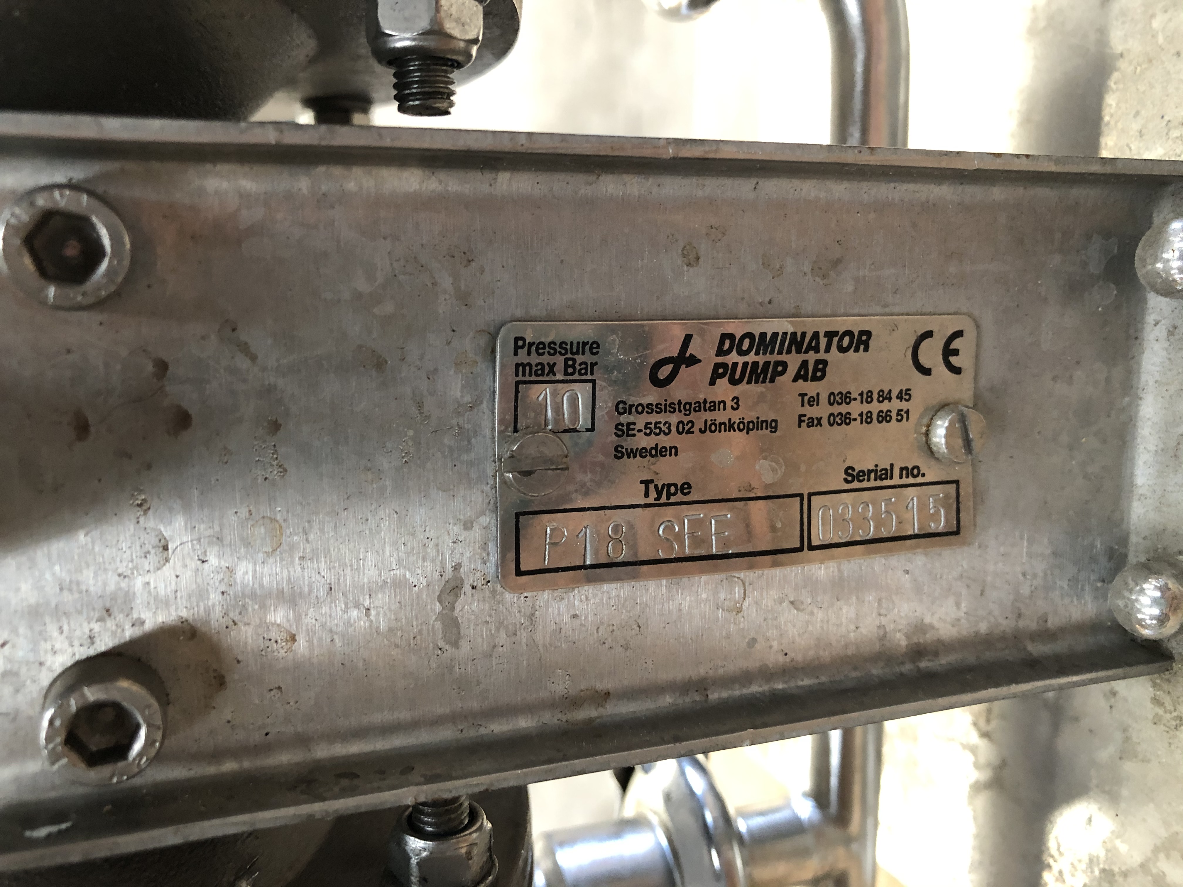 Used DOMINATOR PUMP AB P18 DIAPHRAGM PUMP