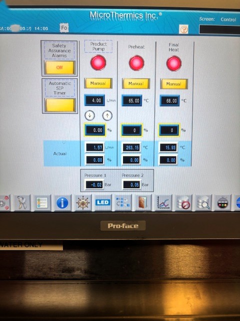 Used 2018 Microthermics UHT/HTST-60E (30kW) w/ Extended Hold Cabinet