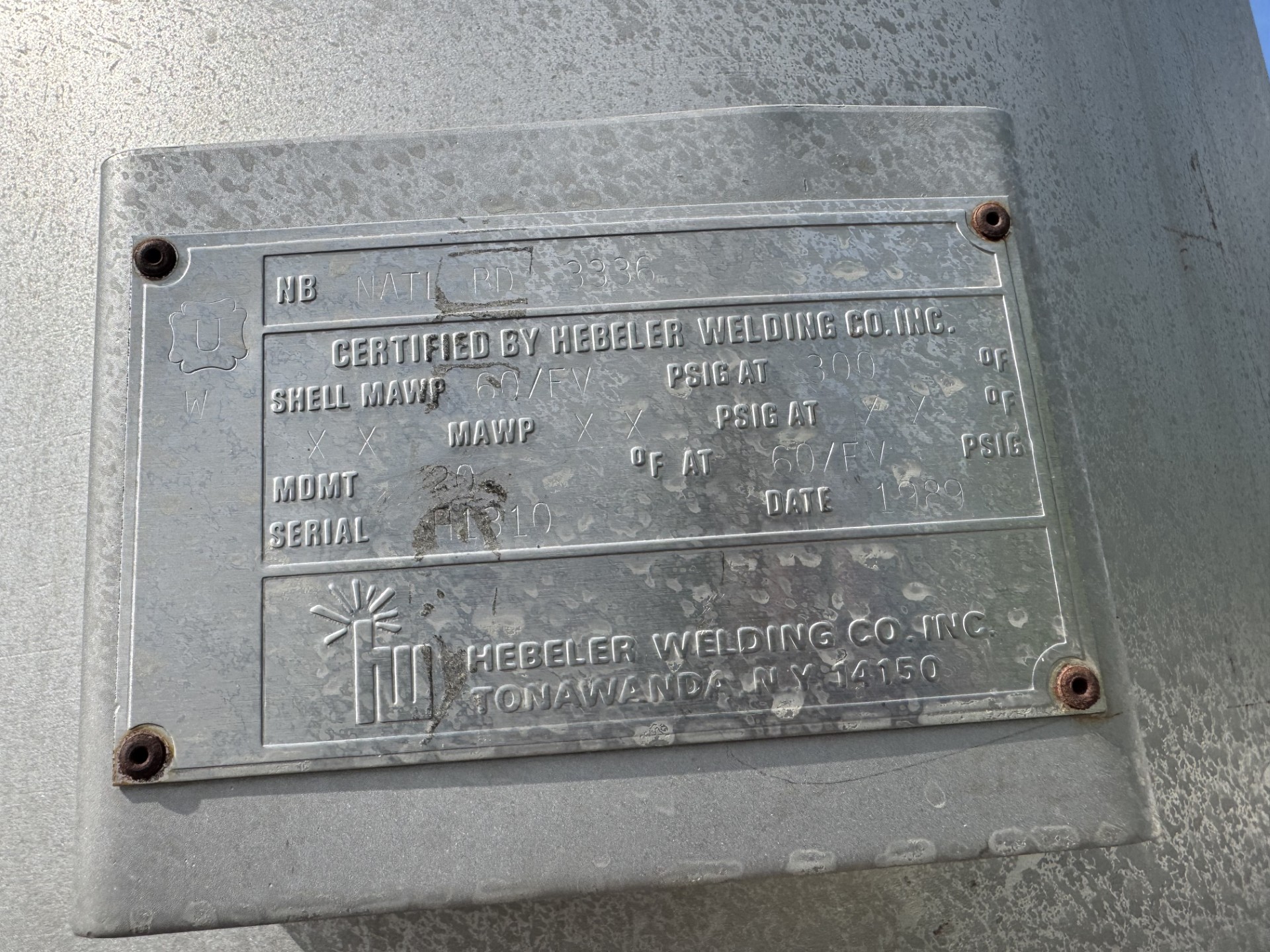 Refurbished HEBELER 190 GALLON VACUUM TANK