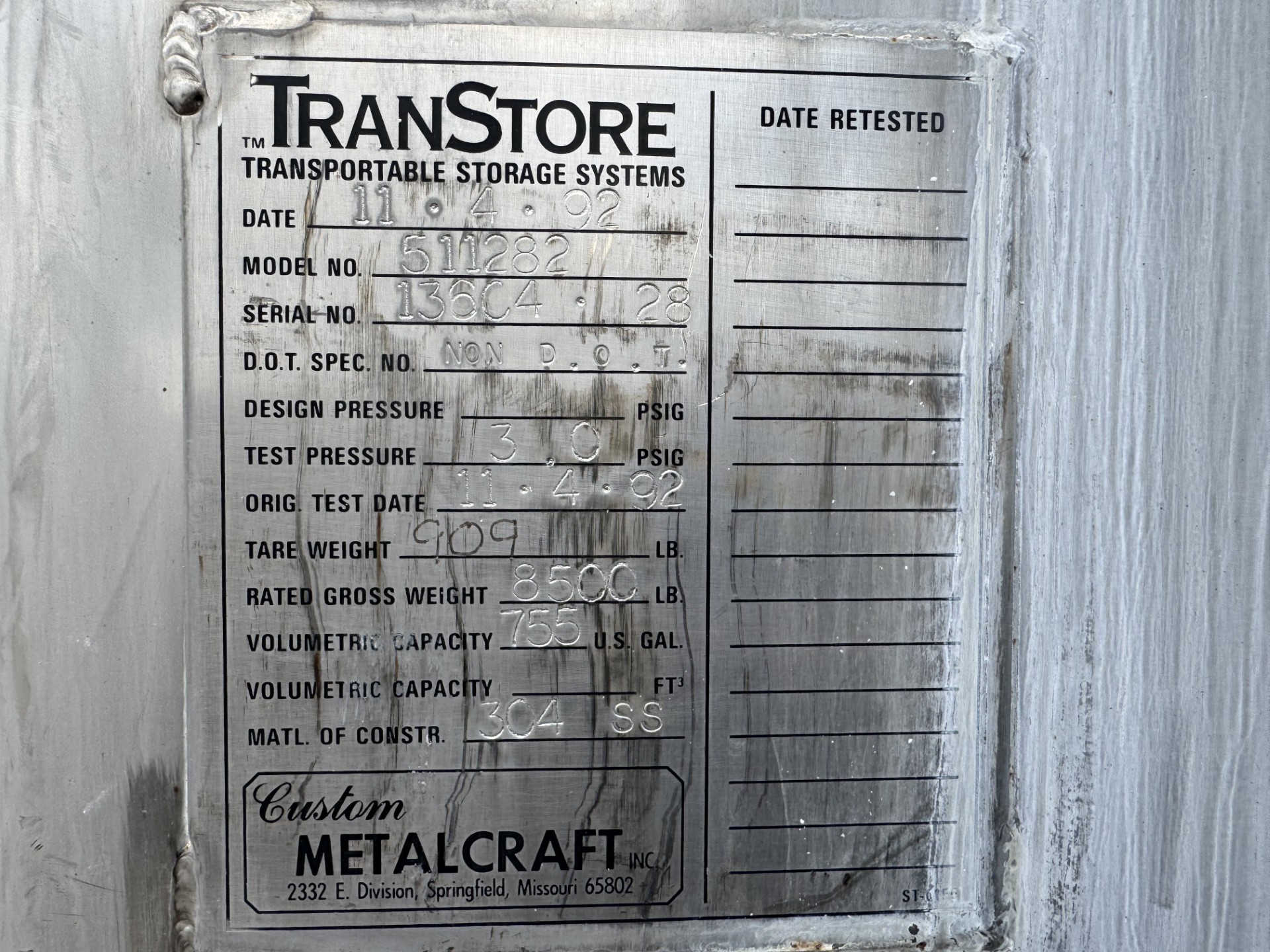 Refurbished 755 GALLON TOTE TANK