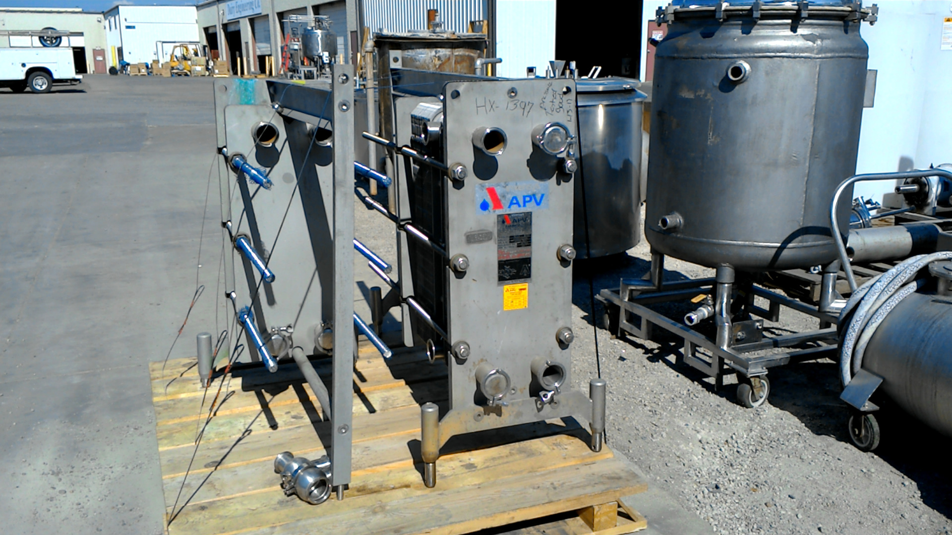 Used 357.5 SQ. FT. APV 2 SECTION PLATE HEAT EXCHANGER