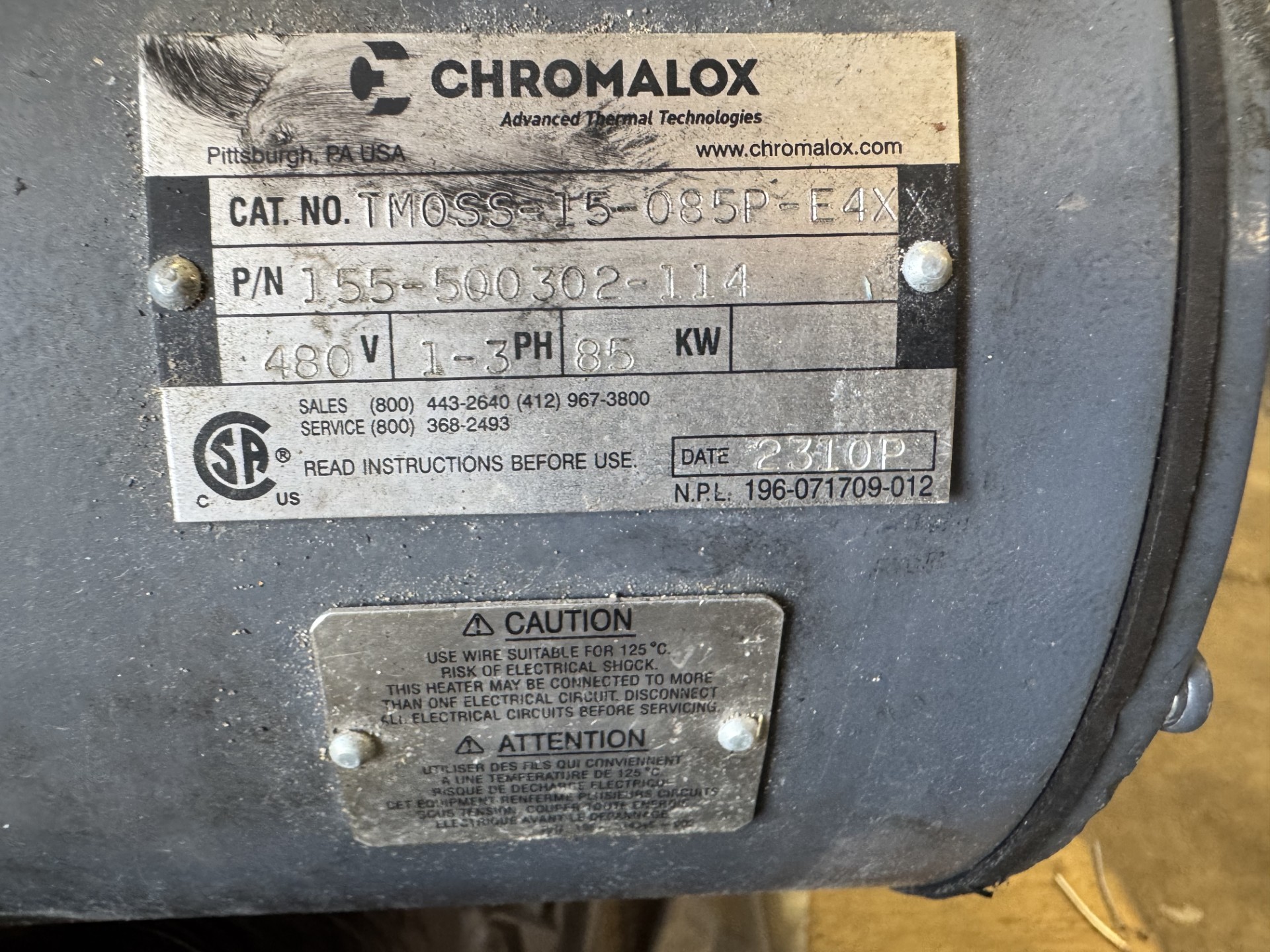 Tested CHROMALOX FLANGED IMMERSION HEATER