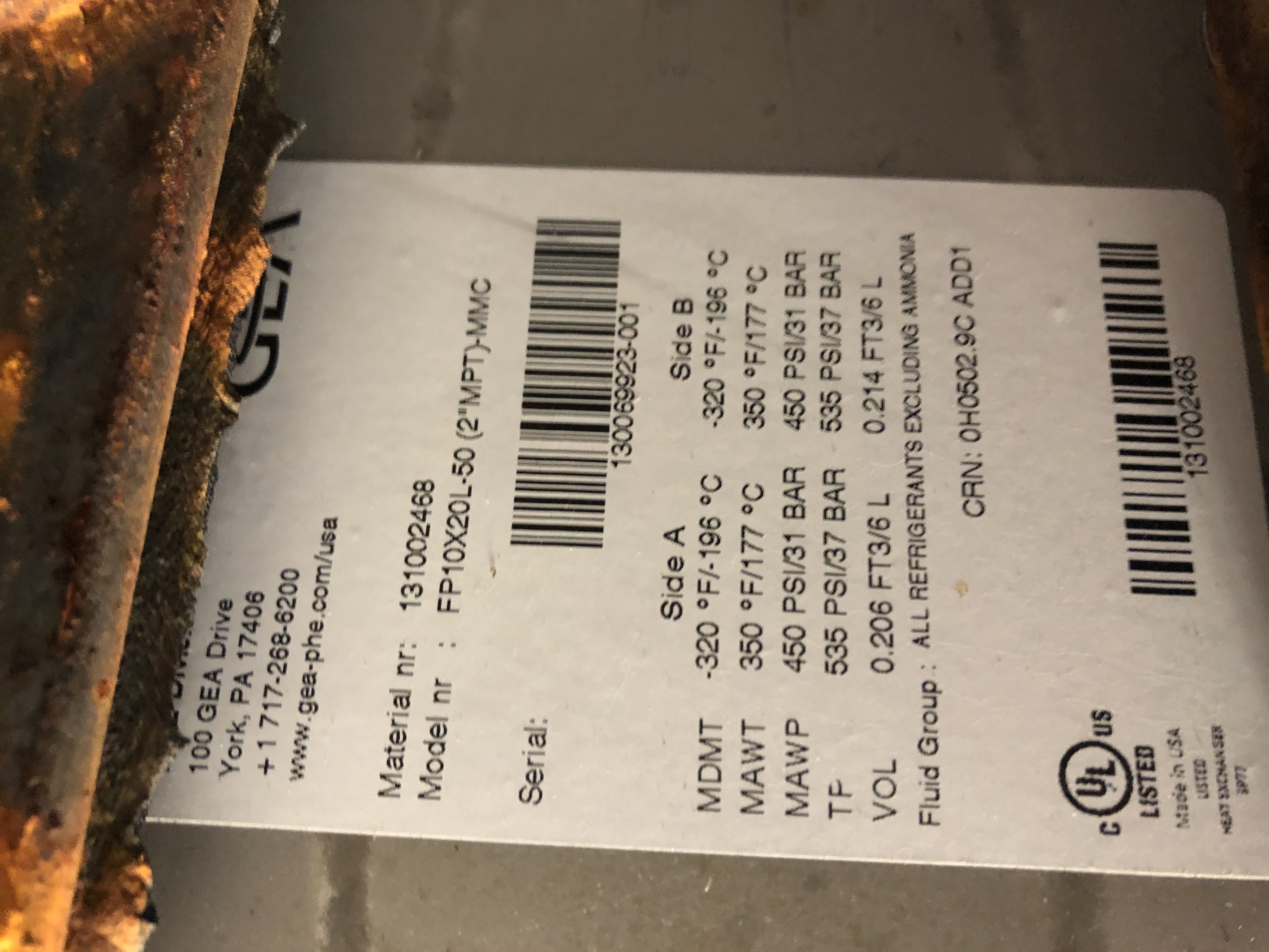 Used GEA PLATE HEAT EXCHANGER