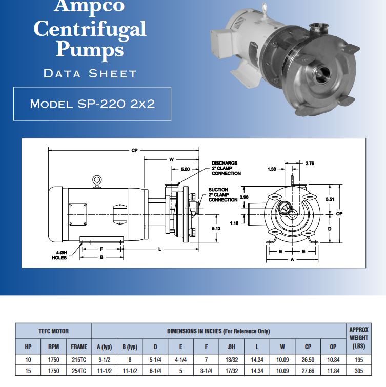 Used AMPCO ASP220 CENTRIFUGAL PUMP