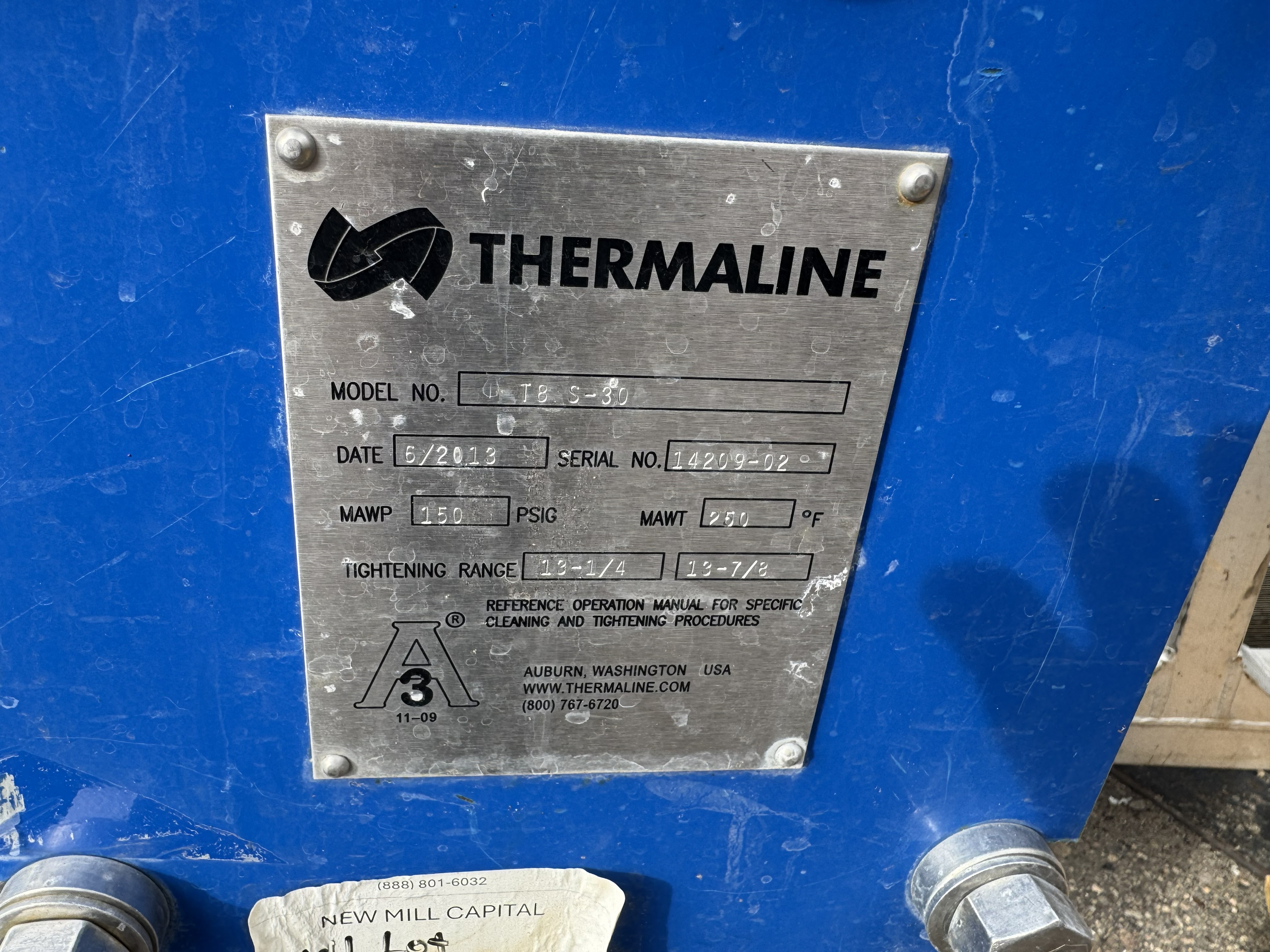 Used THERMALINE PLATE HEAT EXCHANGER
