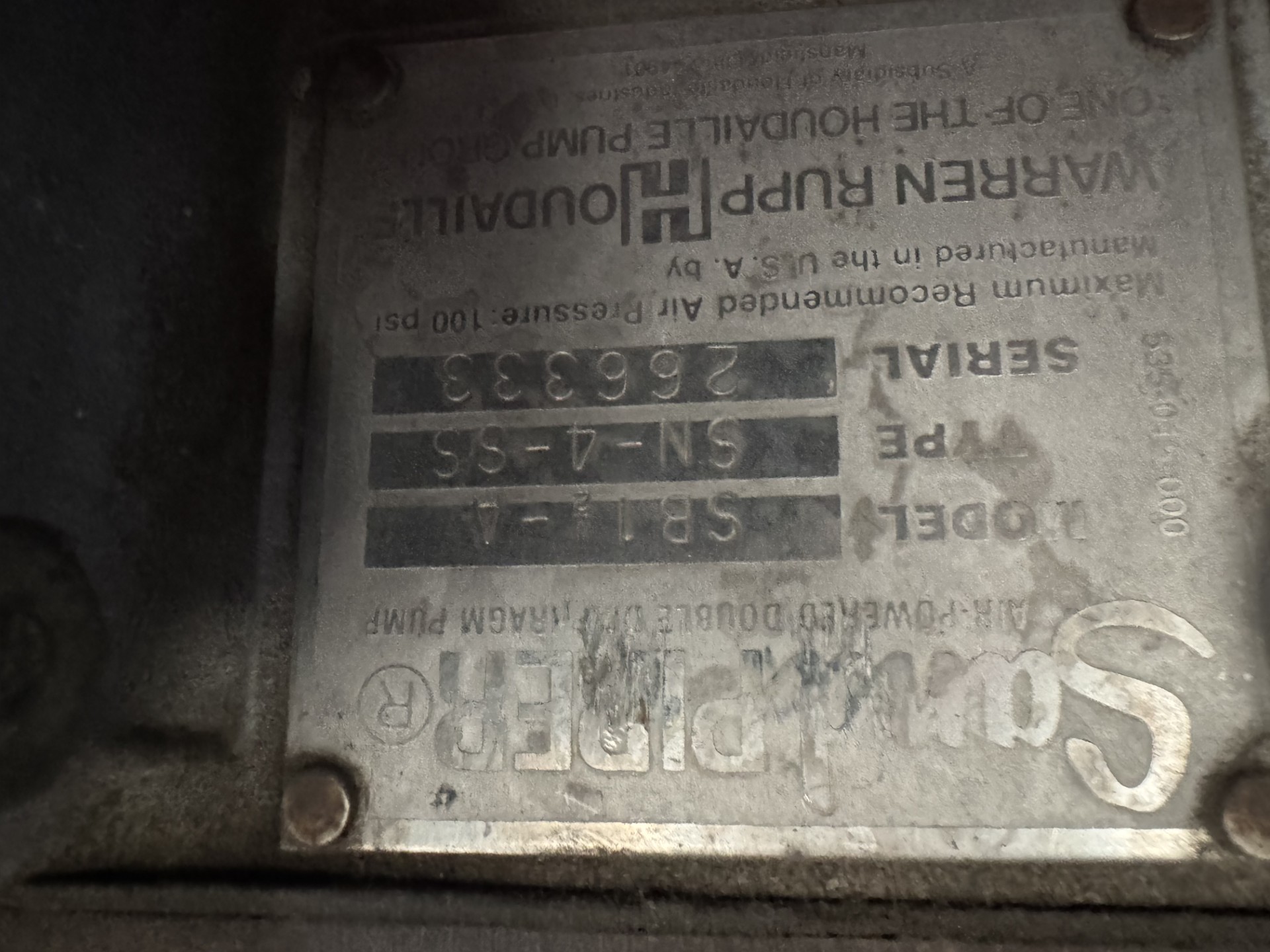 Used SANDPIPER SB 1 1/2-A DIAPHRAGM PUMP