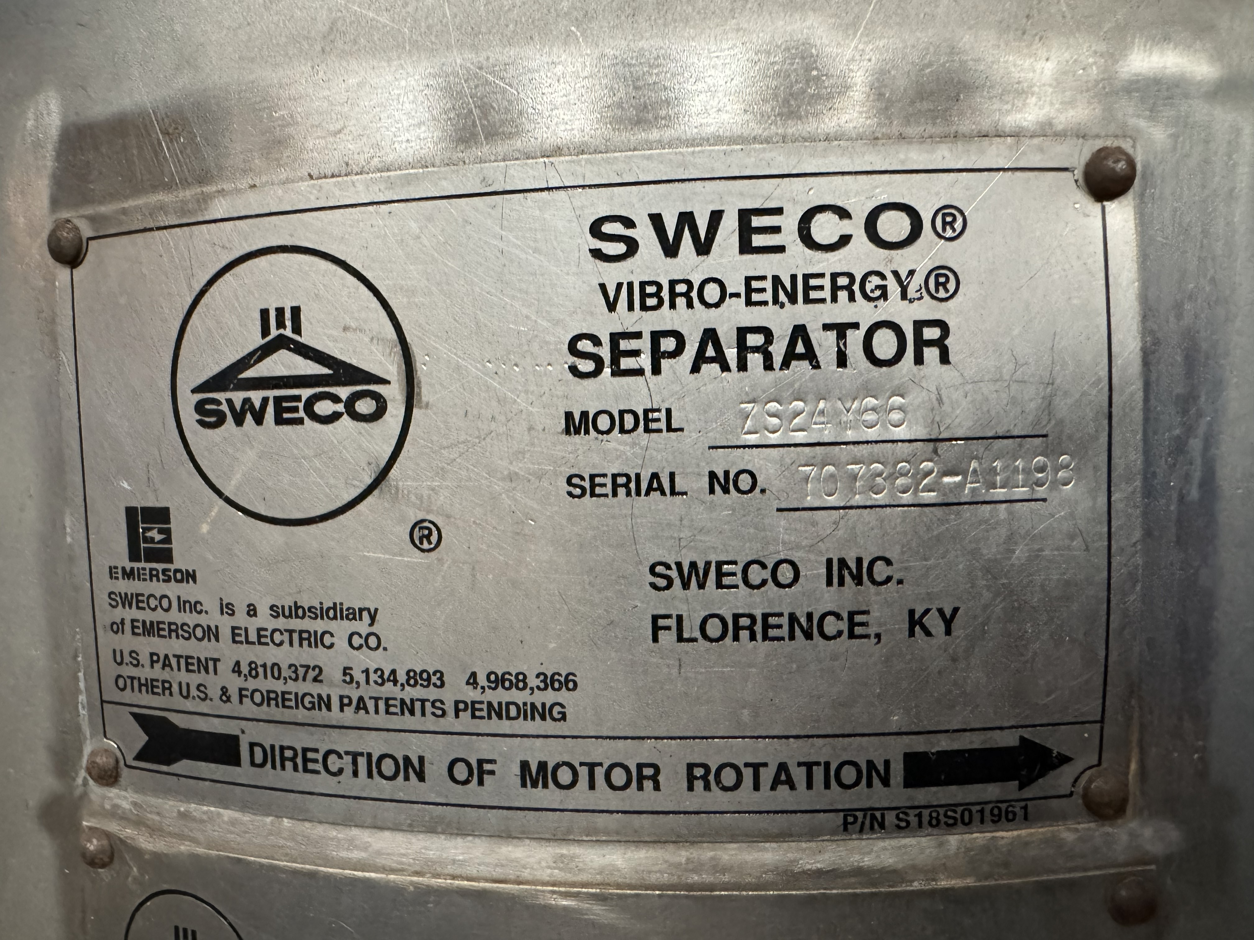Tested SWECO VIBRO-ENERGY SEPARATOR