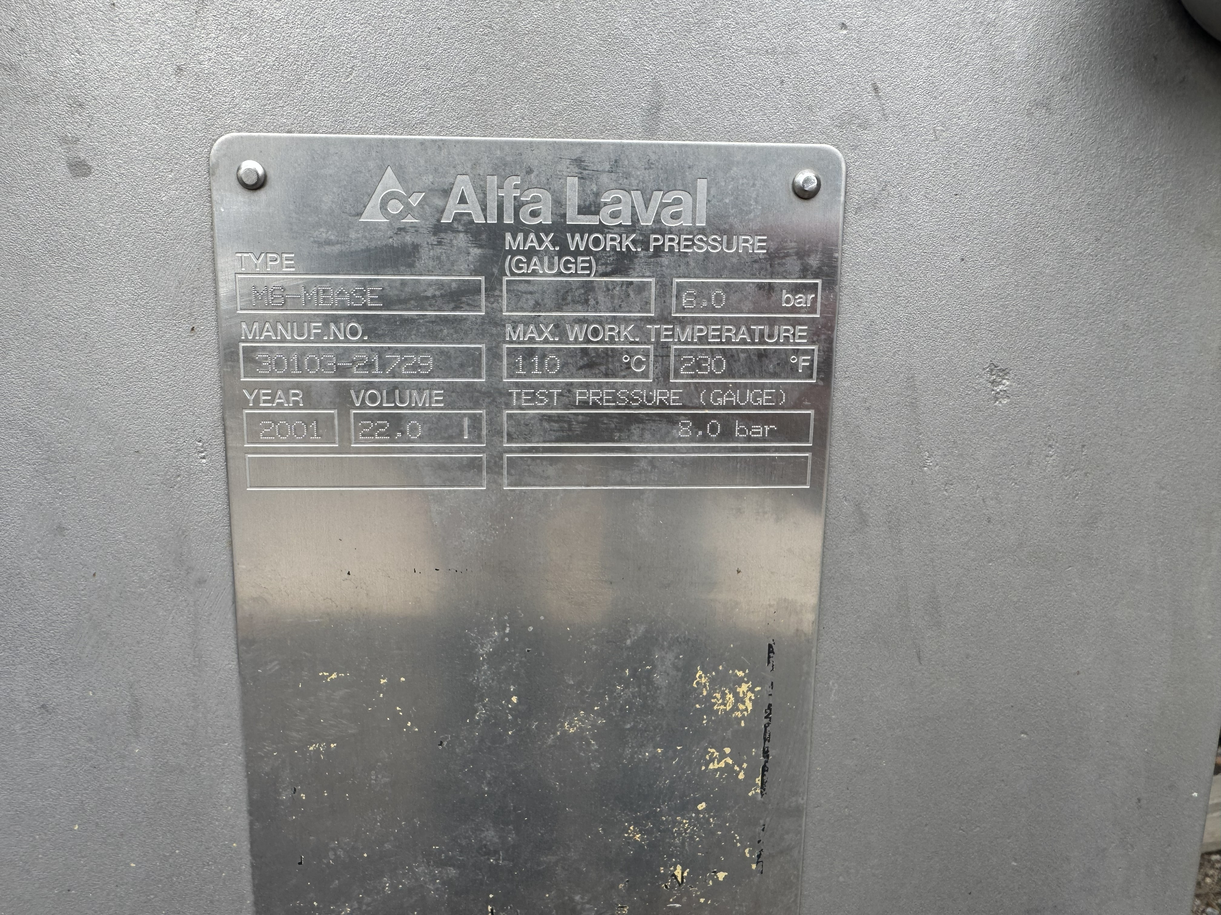 Used ALFA LAVAL PLATE HEAT EXCHANGER