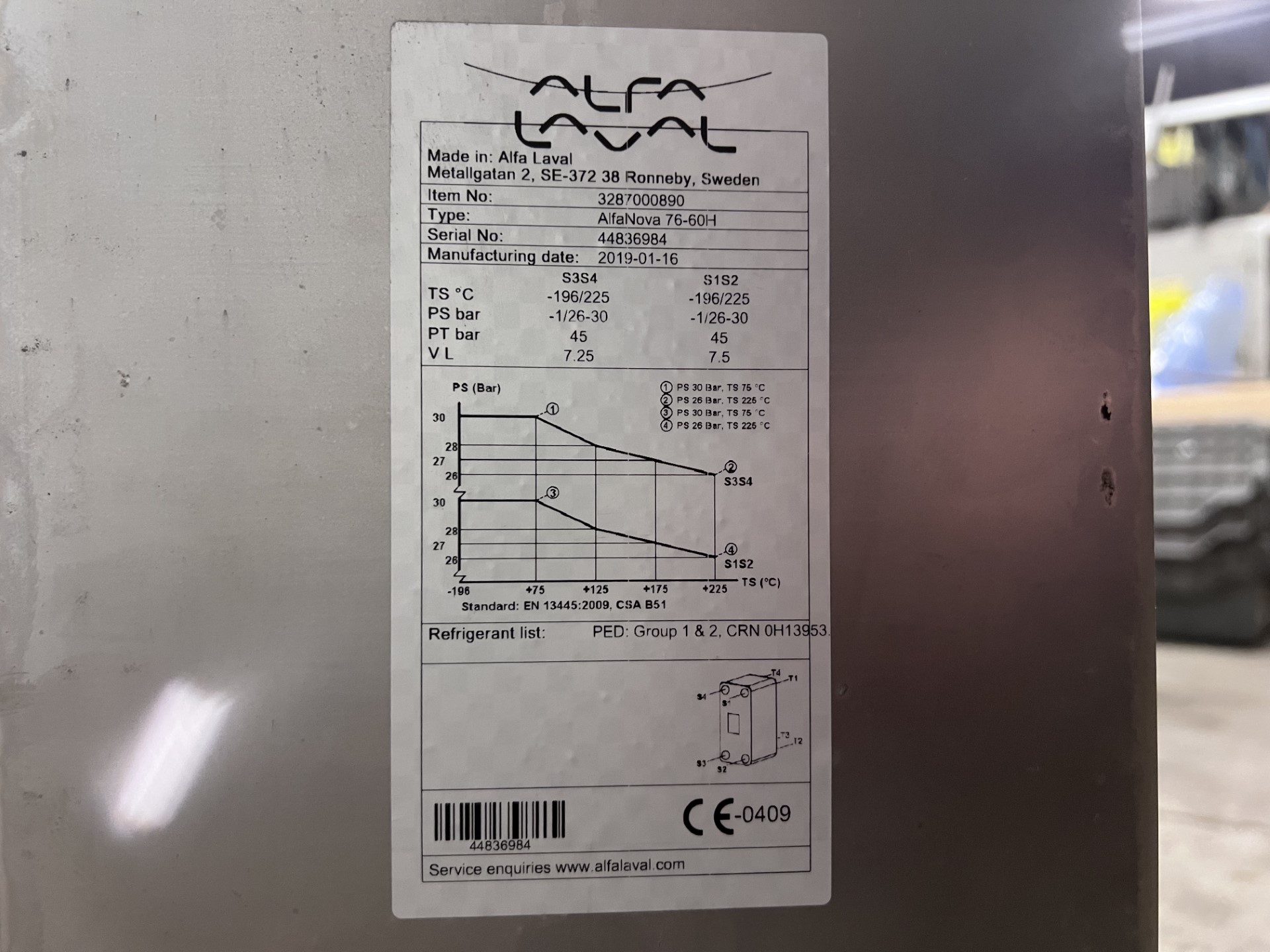 Used ALFA LAVAL PLATE HEAT EXCHANGER