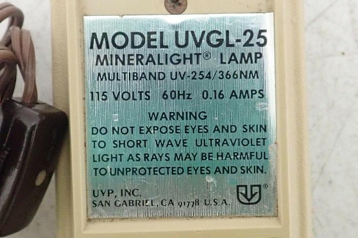 Used UVP Inc Model UVGL-25 Multiband UV-254/366nm Mineralight Lamp