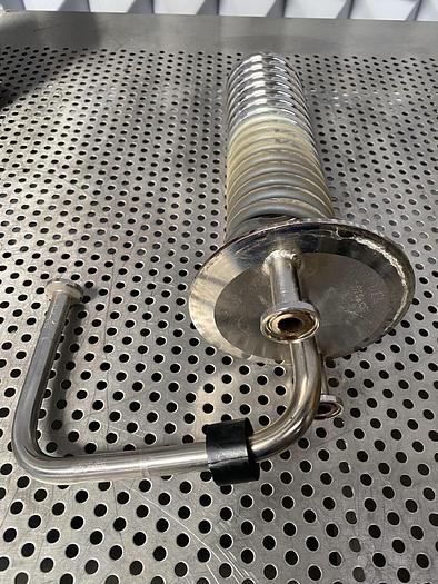 Used Stainless Steel 11" L x 4" Sanitary Fitting Tank w/ 9" Coiled Immersion Element