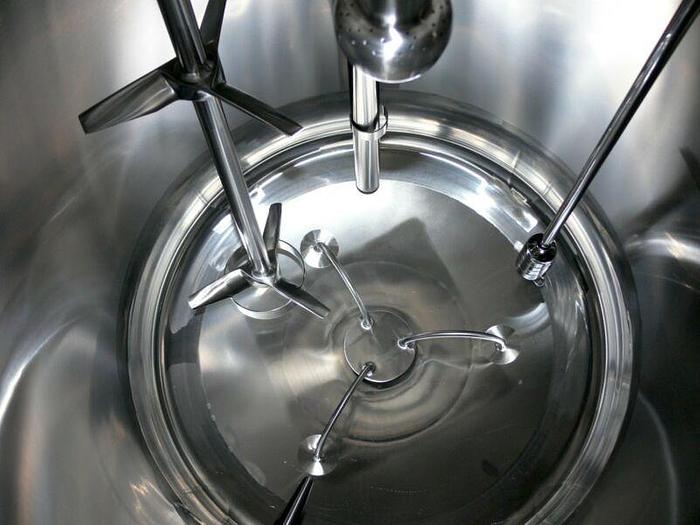 Used Mueller 300 Liter Stainless Steel 100 PSI Reactor w/ Agitator & Bottom Valve