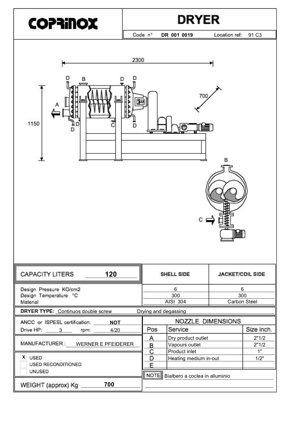 Usato Essiccatore in continuo, a doppio rotore