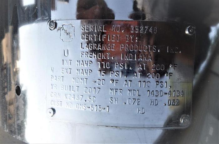 Used Tank, 15 Gallon, S/st, 110 PSI, 14" X 26.5", Binks (9) #S744049