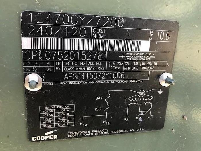 Used 2006 Cooper Power Systems 1500KVA, 1000KVA, 250KVA Transformers