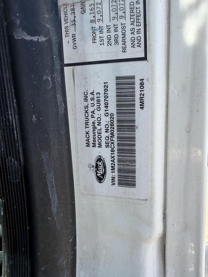 Used 2013 Mack GU713 Tri-Axle Dump Truck #5787