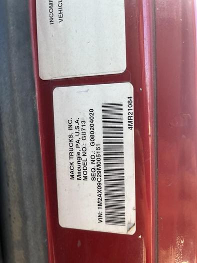 Used 2009 Mack GU713 Tri-Axle Dump Truck