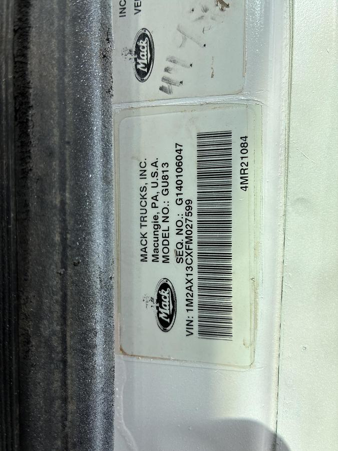 Used 2015 Mack GU813 Tri-Axle Dump Truck #5798