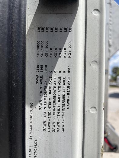 Used 2012 MACK 357 Tri-Axle Dump Truck #5627