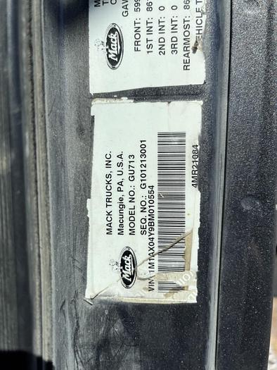 Used 2011 Mack GU713 Tri-Axle Dump Truck