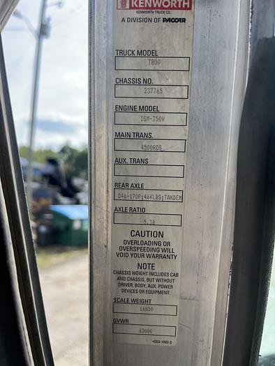 Used 2008 Kenworth T800 Tri-Axle Dump Truck #5627