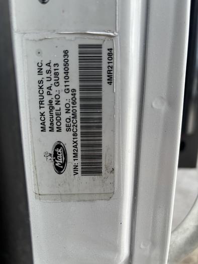 Used 2012 Mack GU813 Tri-Axle Dump Truck #5727