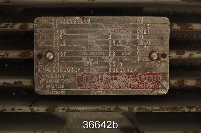 Used General Electric 50 Hp Ac Motor, 460 Volt, 1780 Rpm #36642
