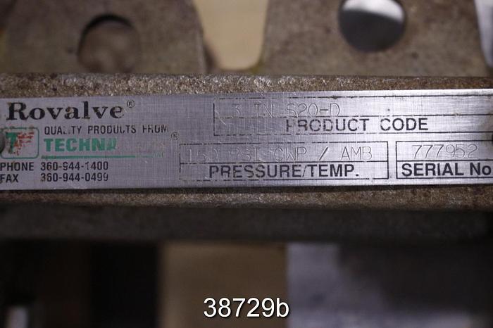 Used Rovalve S20-D 3" Hand Operated Knife Gate Valve #38729