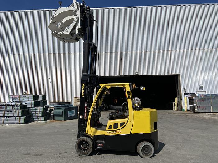 Used 12,000 POUND HYSTER MODEL S120FTPRS PAPER ROLL CLAMP TRUCK 60" CLAMP MFG. 2014