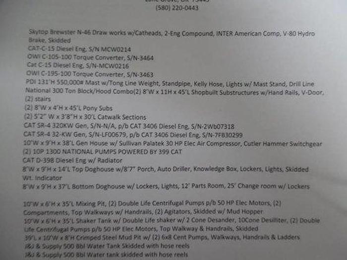 Used 2011 Skytop Brewster N-46 Drilling Rig Package