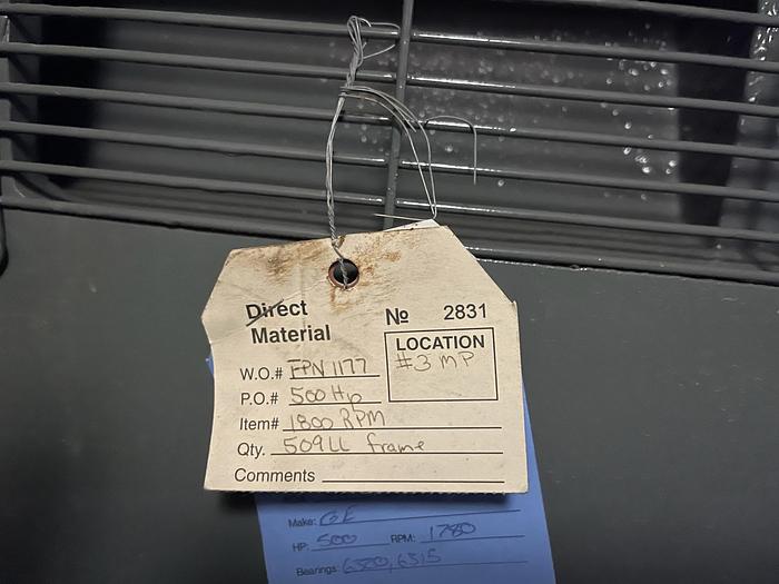 Used GENERAL ELECTRIC 500 HP 4160 VOLT MOTOR