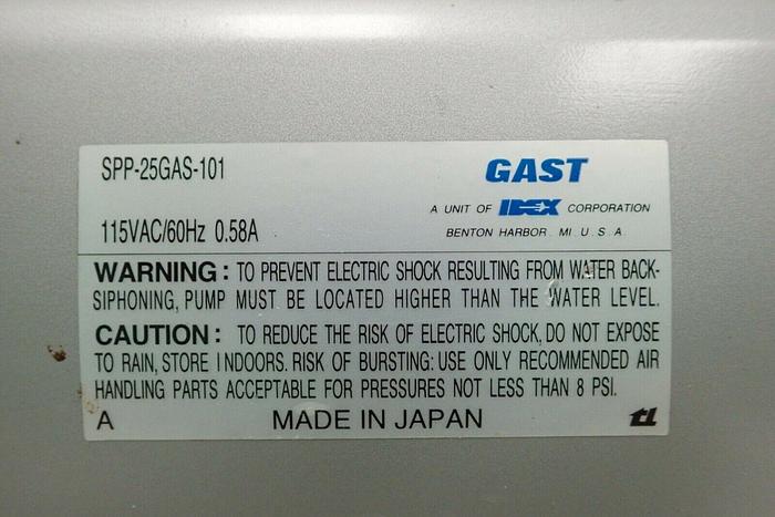 Used Gast DDL Linear SPP-25GAS-101 Vacuum Pump