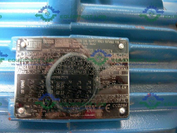 Used WEG 5HP Chicago Blower size 1500 w/ Aeroacoustic 8-TA-2A Tubular Silencer