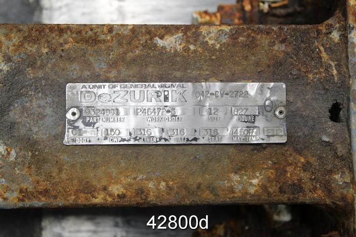 Used Dezurik 12" Air Operated Knife Gate Valve #42800