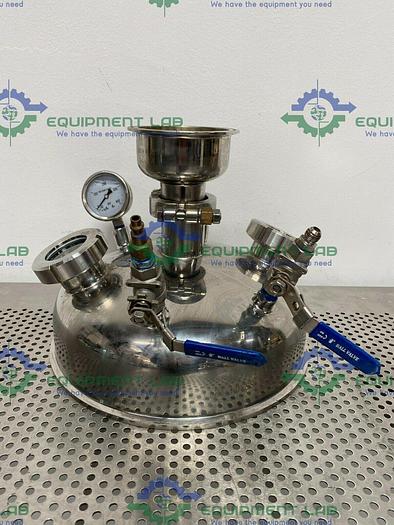 Used Stainless Steel 12" Sanitary Fitting Reactor Cap w/ Sight Glasses and Gauge