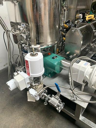 Used Sartorius Filtration Skid w/ Filter Press, 75 L Jacketed Tank & Tri-clover Pump