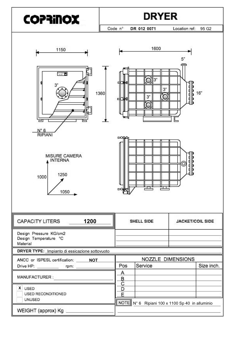 Usato Armadio essiccatore 1,2 m3