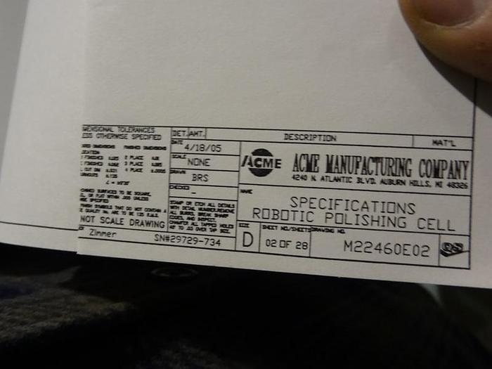 Used ACME ROBOTIC POLISHING CELL WITH FANUC M710IB/45 ROBOT