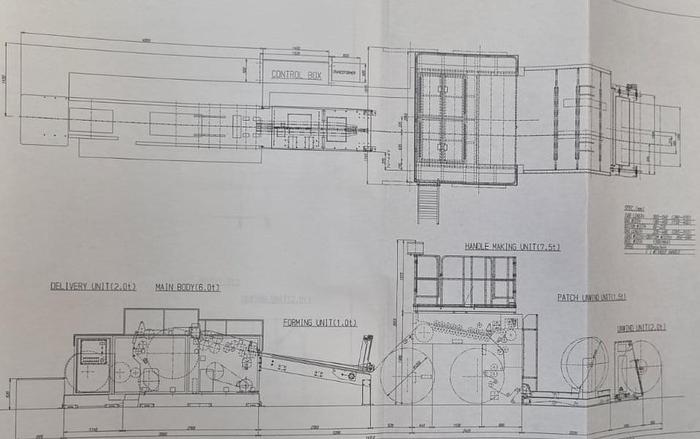 Used 2022 NEWLONG 1546CTS + 536HS - Roll fed square Bottom paper bag Making Machine with FLAT handles unit