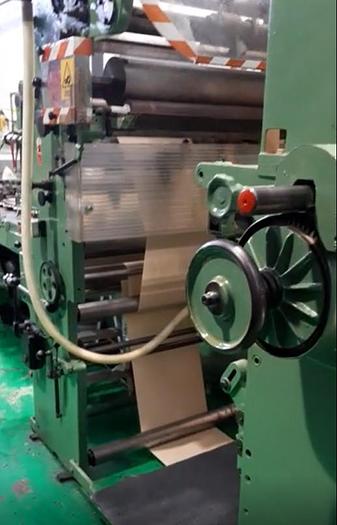 Used (visible in production) W&H TRIUMPH 3 with in-line 3 col. flexo | Square bottom paper bag making machine