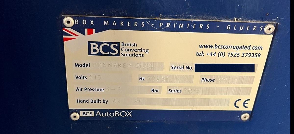 Used 2015 BCS AUTOBOX BOXMAKER 2600 + MULITCUT 3 - corrugated cardboard boxmaking machine